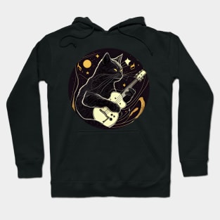 Funny Black Cat Playing Guitar - Love Cats Hoodie